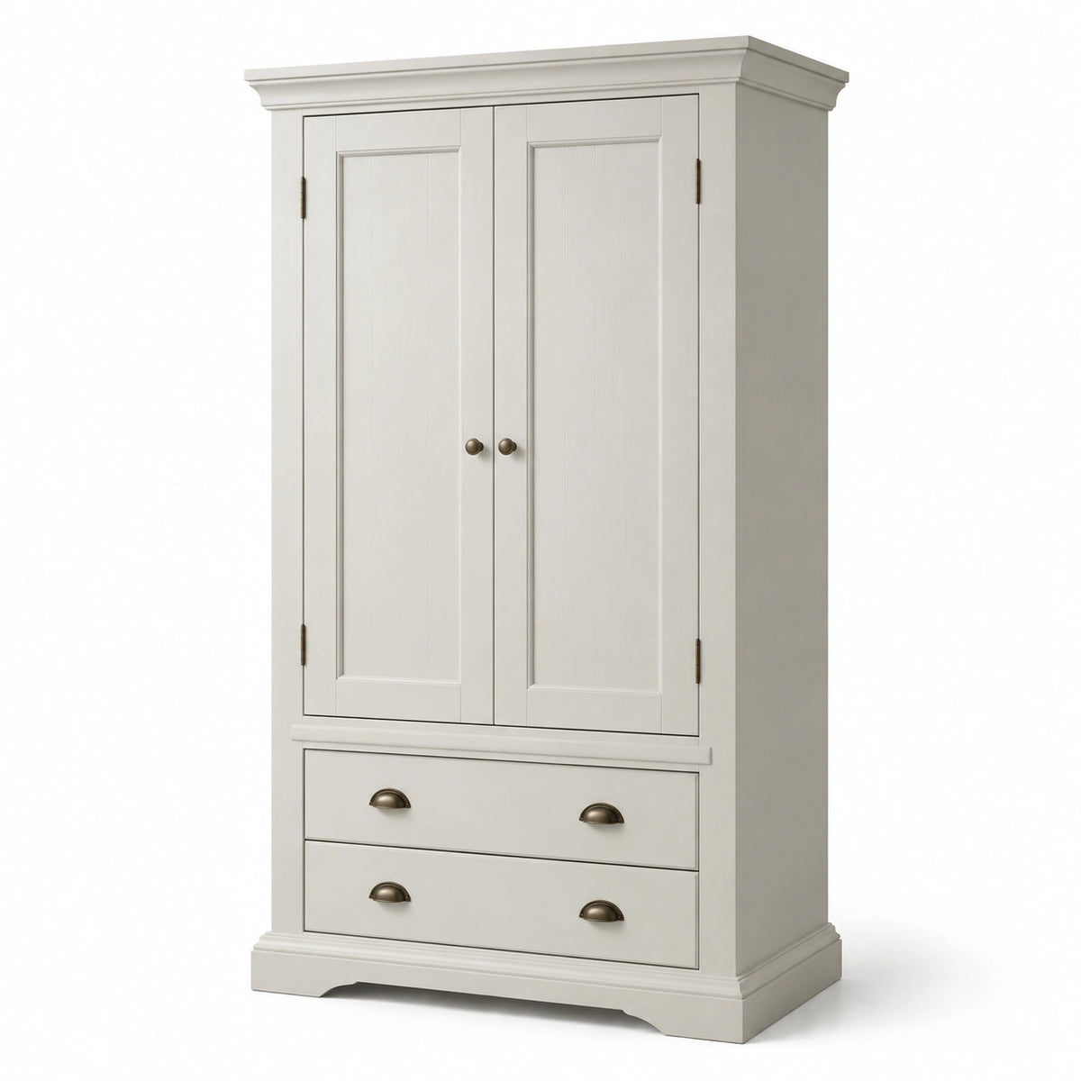 Armadio guardaroba bianco e bronzo 110 × 55 × 190 cm con 2 ante e 2 cassetti