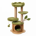 Tiragraffi multipiano verde oliva e naturale, 70 × 60 × 145 cm, con cuccia e pali in sisal