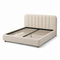 Letto matrimoniale imbottito in bouclé beige 220 × 177 × 105 cm, per materasso 160 × 200 cm, con rete a doghe