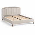 Letto matrimoniale imbottito beige 170 × 215 × 120 cm per materasso 160 × 200 cm, con testiera e rete a doghe