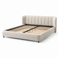 Letto matrimoniale imbottito beige 220 × 220 × 110 cm con rete a doghe, per materasso 180 × 200 cm