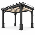 Pergola da giardino nera con copertura retrattile beige, 300 × 300 × 270 cm