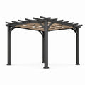 Pergola autoportante da giardino 300 × 300 × 250 cm in metallo nero con copertura intrecciata beige