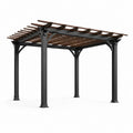 Pergola da giardino 300 × 300 × 250 cm in metallo nero e legno marrone con copertura a griglia