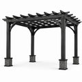 Pergola da giardino in legno nero e grigio con tetto a griglia, 400 × 300 × 290 cm