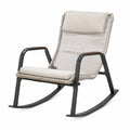 Sedia a dondolo da esterno 66 × 96 × 93 cm in metallo nero e corda beige con cuscini