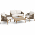 Set da giardino 4 pezzi beige e crema con divano 145 × 75 × 78 cm, 2 poltrone 72 × 75 × 78 cm e tavolino 100 × 60 × 38 cm